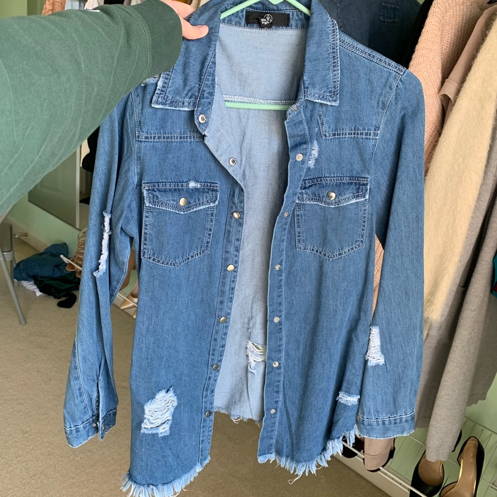 Jean button up shirt